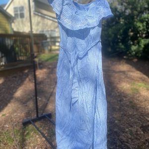 B1G1 Blue striped dress one shoulder Crown & Ivy